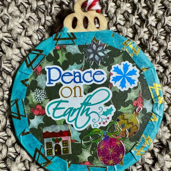 A set of 4 new unique handmade wooden 3x3” Christmas tree hanging ornaments $40 - Picture 8 of 13